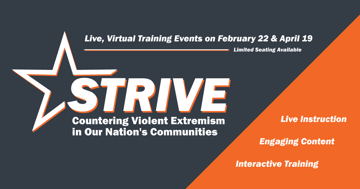 Live, Virtual STRIVE Training Dates Announced