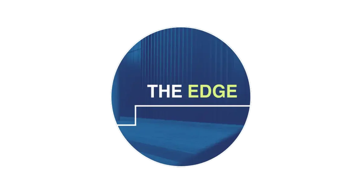 Program logo that is a blue circle with the words The Edge in the center